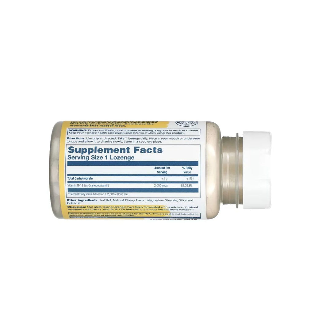 Solaray Vitamin B-12 2000mcg Sugar-Free, Natural Cherry Flavor