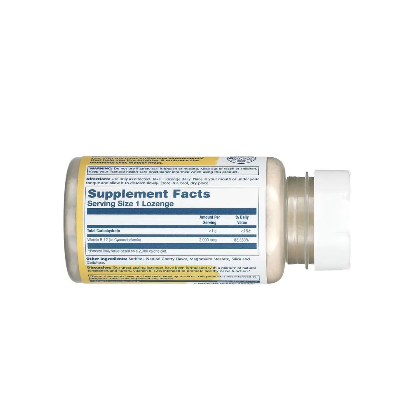 Solaray Vitamin B-12 2000mcg Sugar-Free, Natural Cherry Flavor