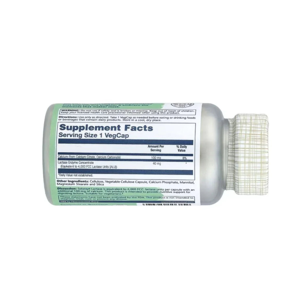 Solaray Lactase 40mg Supporting 4,000 IU Plus 100mg Calcium