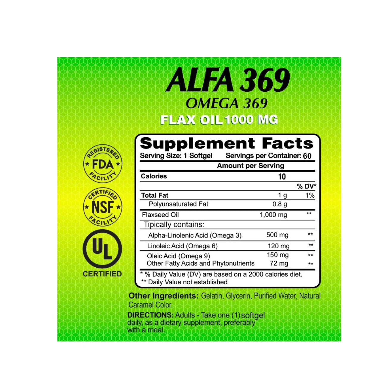 ALFA Omega 3.6.9 Flax Oil 1000 Mg