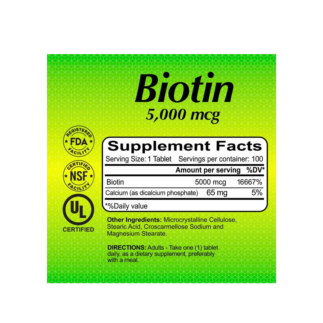 ALFA Biotin 5000 Mcg 100 Tabs