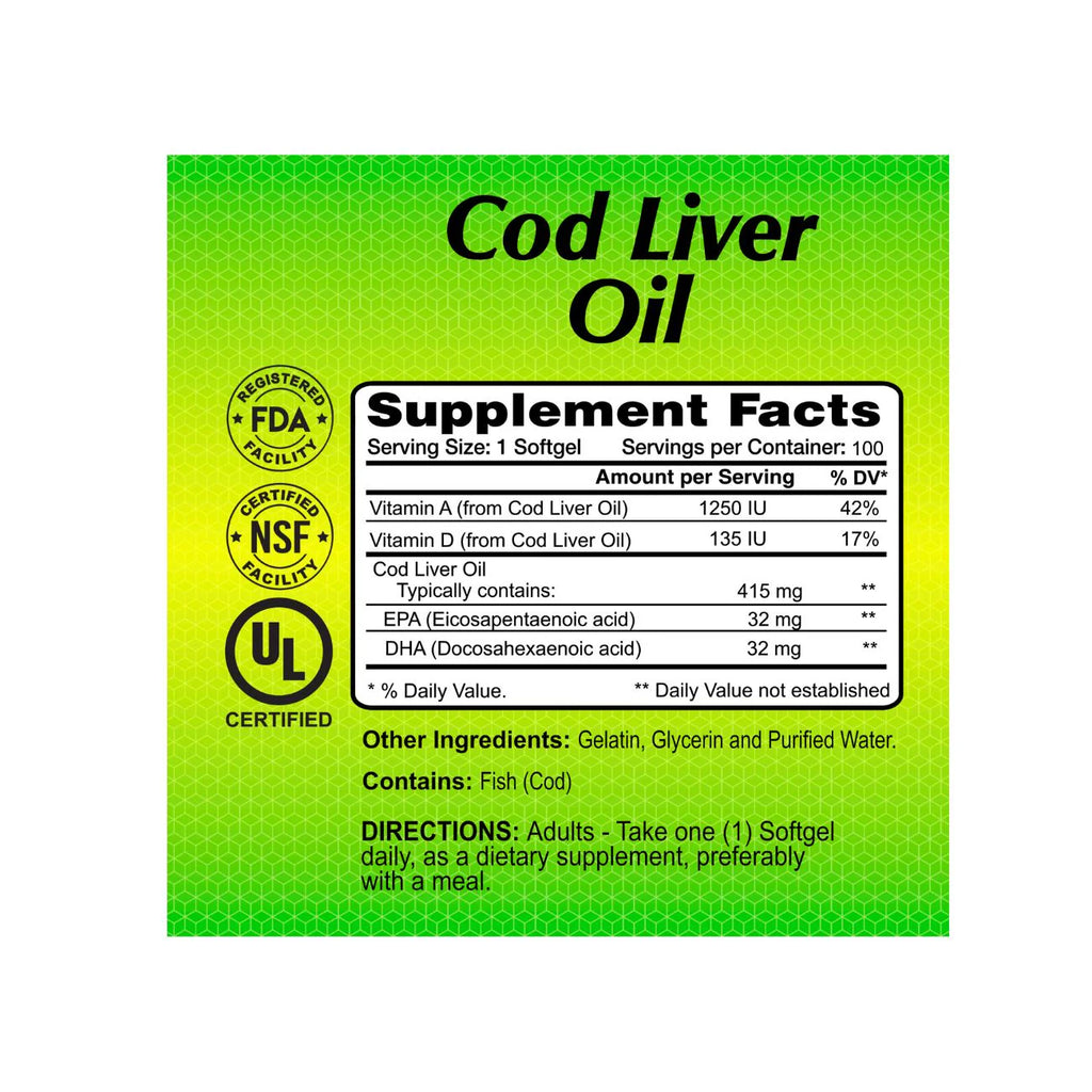 ALFA Cod Liver Oil 100 Softgels