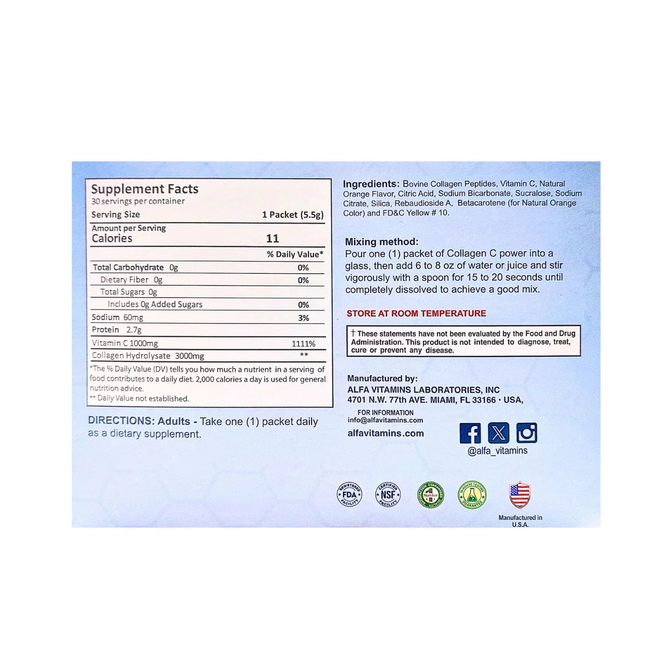 ALFA Collagen C Hydrolysate 3000mg With C 1000mg Pouches