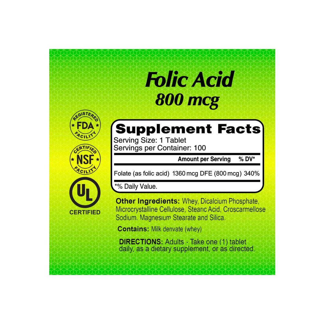 ALFA Folic Acid 800mcg 100 tabs