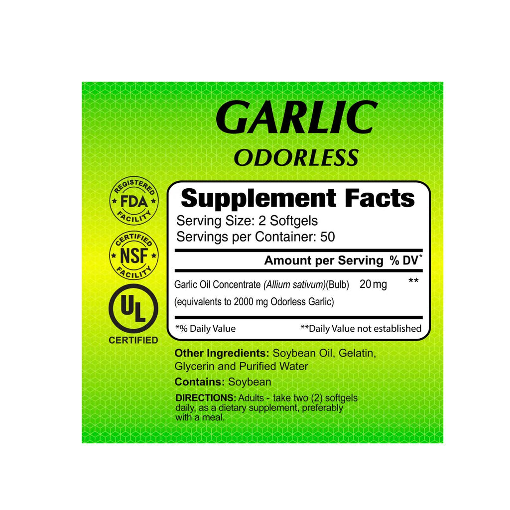 ALFA Garlic (odorless) 2000 Mg 100 Softgel