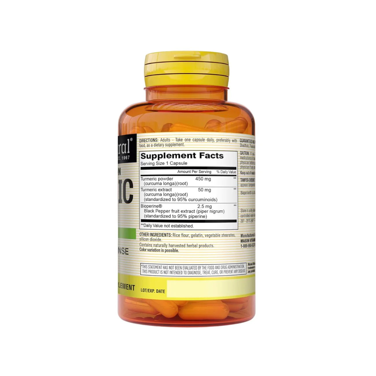 MASON TURMERIC 500MG WITH BLACK PEPPER 60 SOFTGELS