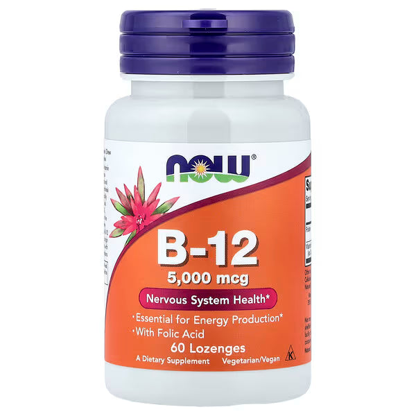 NOW Foods Vitamin B-12 5000 mcg + Folic Acid