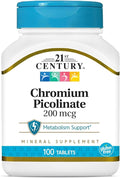 21ST CENTURY CHROMIUM PICOLINATE 200 MCG 60 TABS