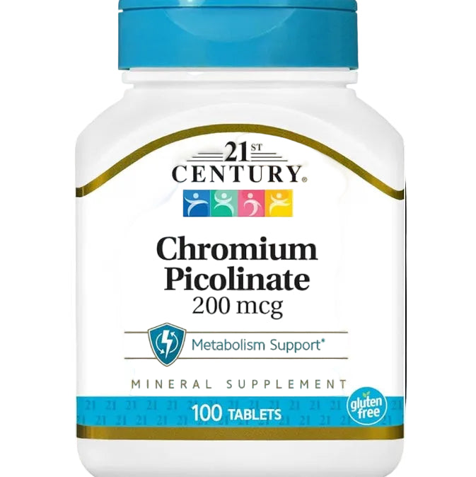 21ST CENTURY CHROMIUM PICOLINATE 200 MCG 60 TABS